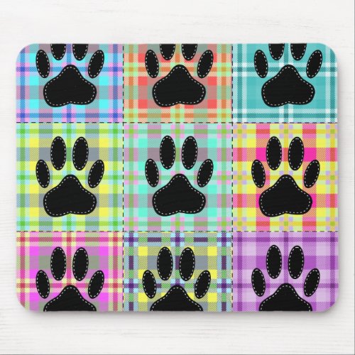 Dog Paw Pattern Quilt Mouse Pad