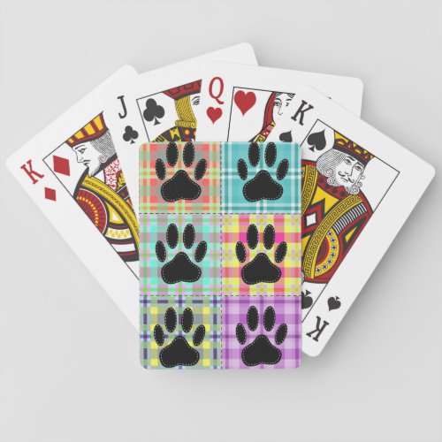 Dog Paw Pattern Quilt Poker Cards