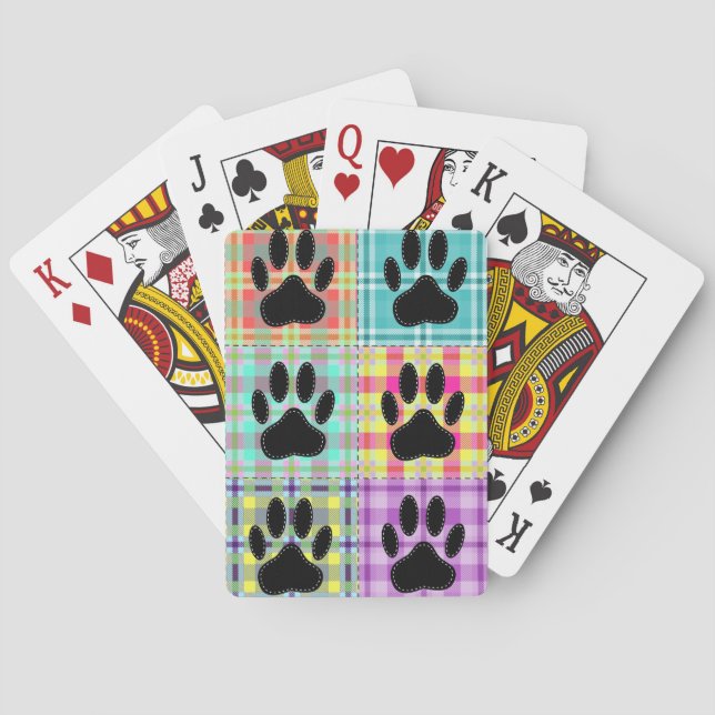 Dog Paw Pattern Quilt Poker Cards (Back)