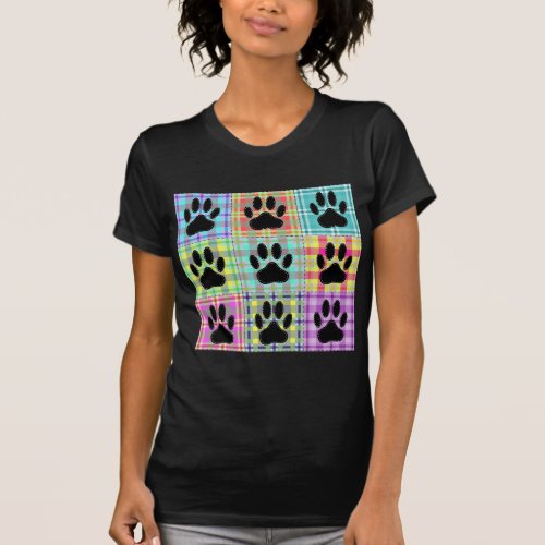 Dog Paw Pattern Quilt T_Shirt