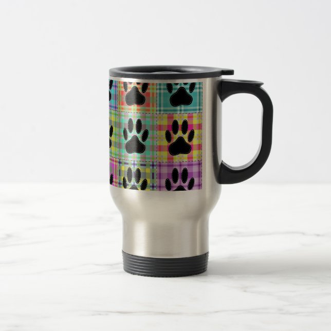 Dog Paw Pattern Quilt Travel Mug (Right)