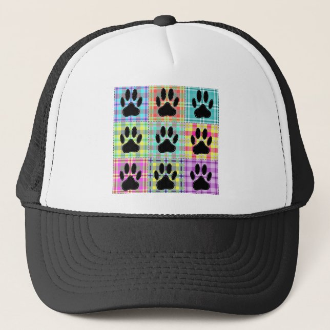 Dog Paw Pattern Quilt Trucker Hat (Front)