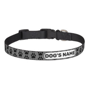 Dog Paw Pattern With Custom Name Pet Collar