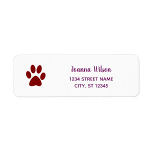Dog Paw Personalize Modern Return Address Label