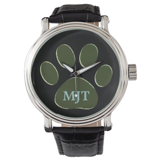 dog paw personalized watch (Front)