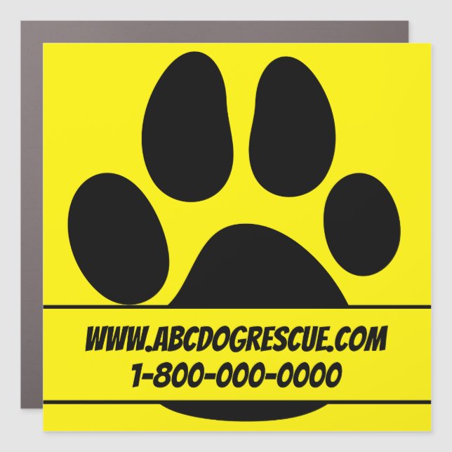 Dog Paw Pet Rescue Animal Car Magnet (Front)