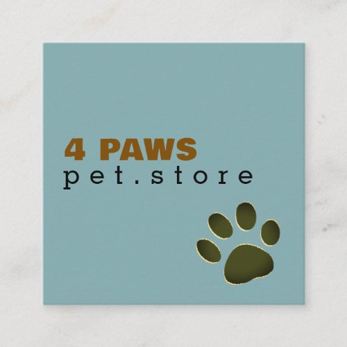 Dog Paw | Pet Store blue modern Square Business Card