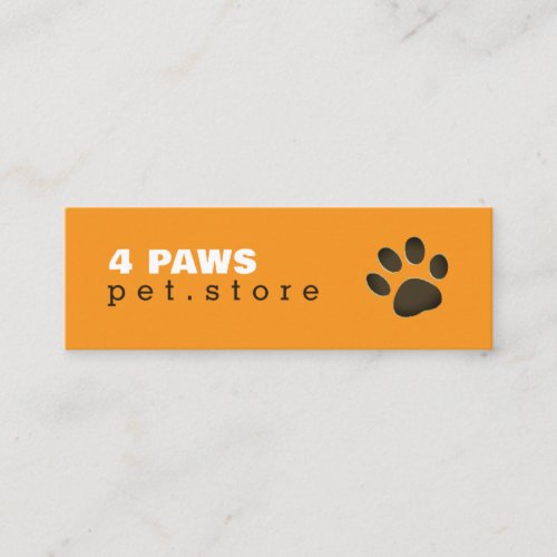 Dog Paw - Pet Store modern orange color Mini Business Card