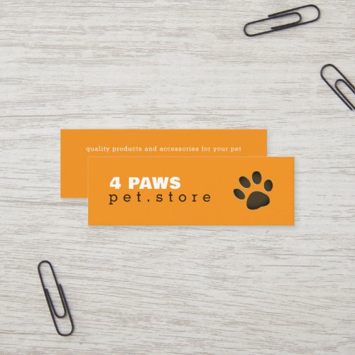 Dog Paw - Pet Store modern orange color Mini Business Card
