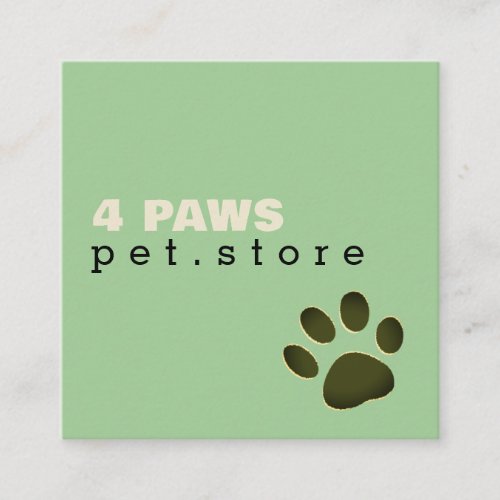 Dog Paw | Pet Store pale green Square Business Card