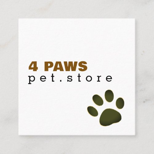 Dog Paw | Pet Store white modern Square Business Card