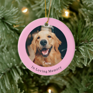 Dog Paw Pink Christmas Pet Memorial  Ceramic Ornament