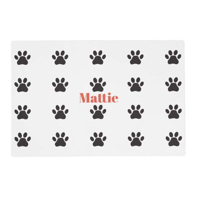 Dog Paw Placement for Food Bowls Placemat (Front)