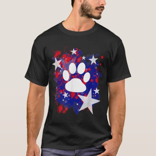 Dog Paw Print 4th July Red White Blue Patriotic St T_Shirt