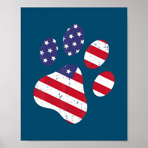 Dog Paw Print American Flag USA Cute 4th Of July