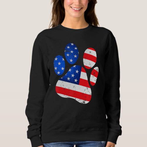 Dog Paw Print American Flag Usa Cute 4th Of July F Sweatshirt