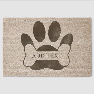 Dog Paw Print And Bone Black and Natural Color