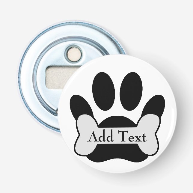 Dog Paw Print And Bone Bottle Opener (Front)