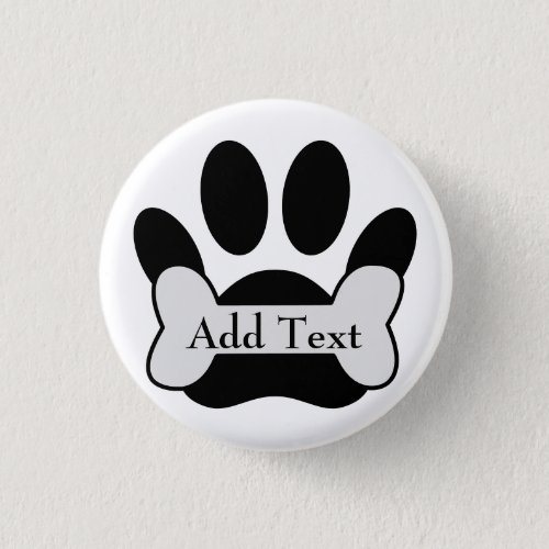 Dog Paw Print And Bone Button