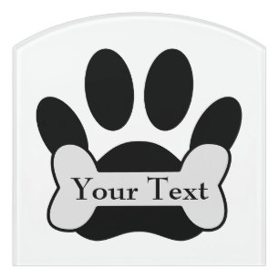 Dog Paw Print And Bone Door Sign