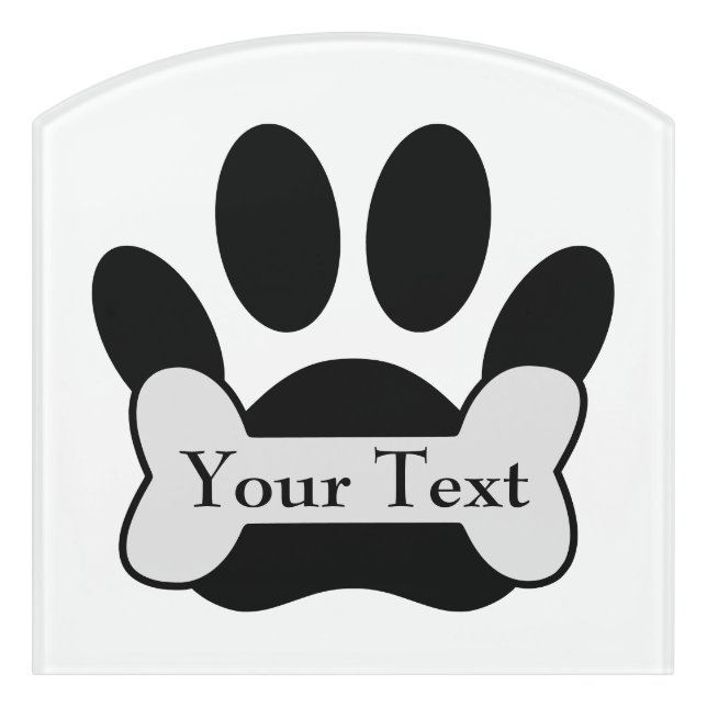 Dog Paw Print And Bone Door Sign (Contour Front)
