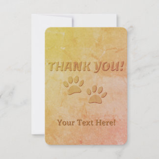 Dog Paw Print And Custom Text Thank You Card