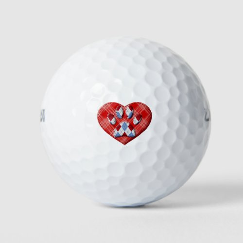 Dog Paw Print And Red Heart Drawing Golf Balls
