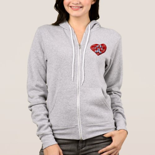 Dog Paw Print And Red Heart Drawing Hoodie