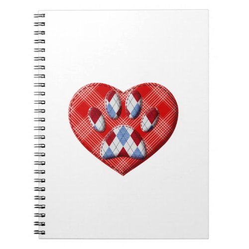 Dog Paw Print And Red Heart Drawing Notebook