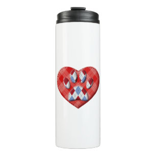 Dog Paw Print And Red Heart Drawing Thermal Tumbler