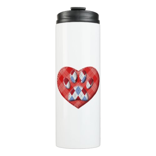 Dog Paw Print And Red Heart Drawing Thermal Tumbler