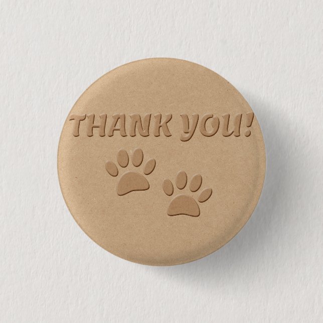 Dog Paw Print And Text Thank You  Button (Front)