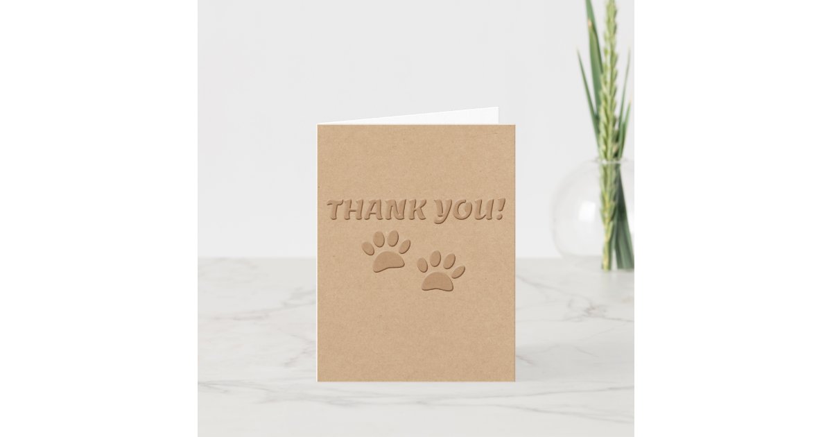 Dog Paw Print And Text Thank You Card | Zazzle