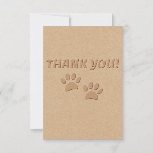 Dog Paw Print And Text  Thank You Card