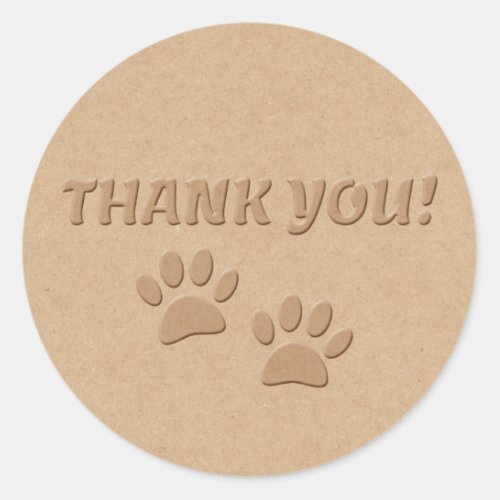 Dog Paw Print And Text  Thank You  Classic Round S Classic Round Sticker