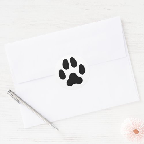 Dog Paw Print Animal Themed Black Classic Round Sticker