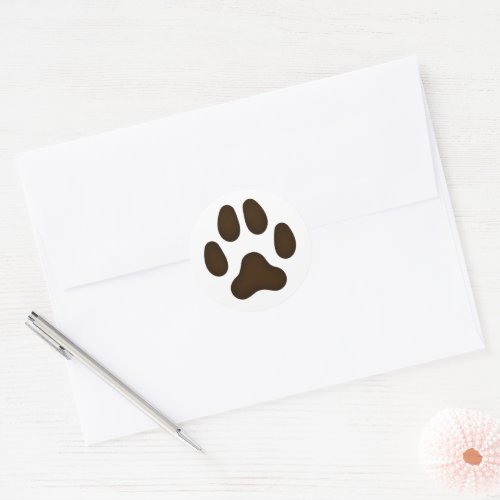 Dog Paw Print Animal Themed Dark Brown Classic Round Sticker