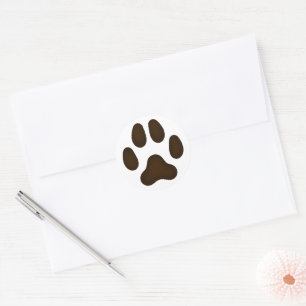Dog Paw Print Animal Themed (Dark Brown) Classic Round Sticker