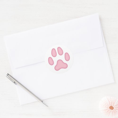Dog Paw Print Animal Themed Pink Classic Round Sticker