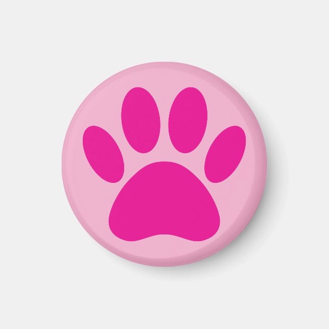 Dog Paw Print Art In Pink Magnet (Front)