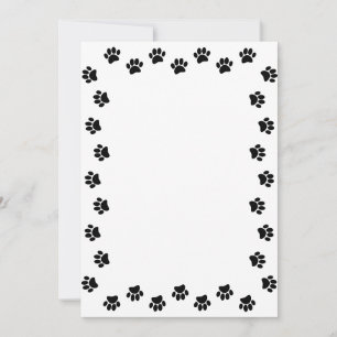 Dog Paw Print Black Custom Border Invitation