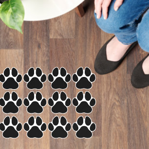 Dog Paw Print Black Floor Decals