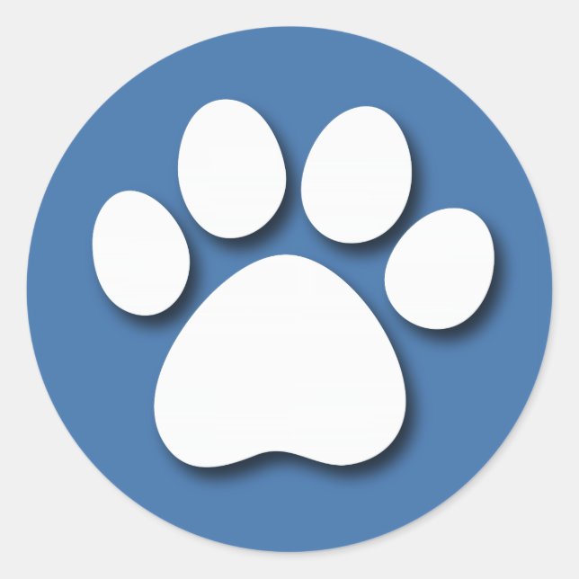Dog Paw Print Blue Background V01 Classic Round Sticker (Front)