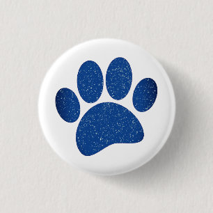 Dog Paw Print Cartoon Old Paper Print Button