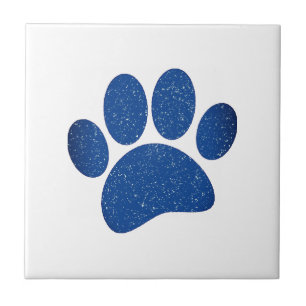Dog Paw Print Cartoon Old Paper Print Ceramic Tile