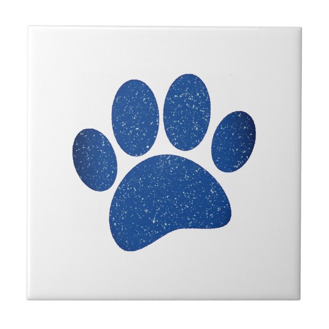 Dog Paw Print Cartoon Old Paper Print Ceramic Tile (Front)