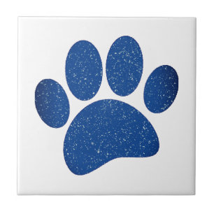Dog Paw Print Cartoon Old Paper Print Ceramic Tile