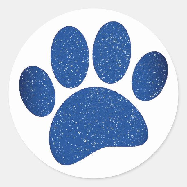 Dog Paw Print Cartoon Old Paper Print Classic Round Sticker (Front)