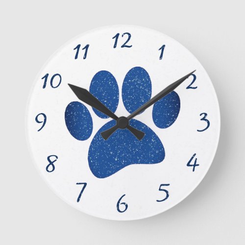 Dog Paw Print Cartoon Old Paper Print Round Clock