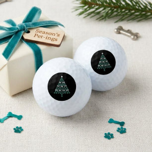 Dog Paw Print Christmas Tree Cute Pet Lover Golf Balls